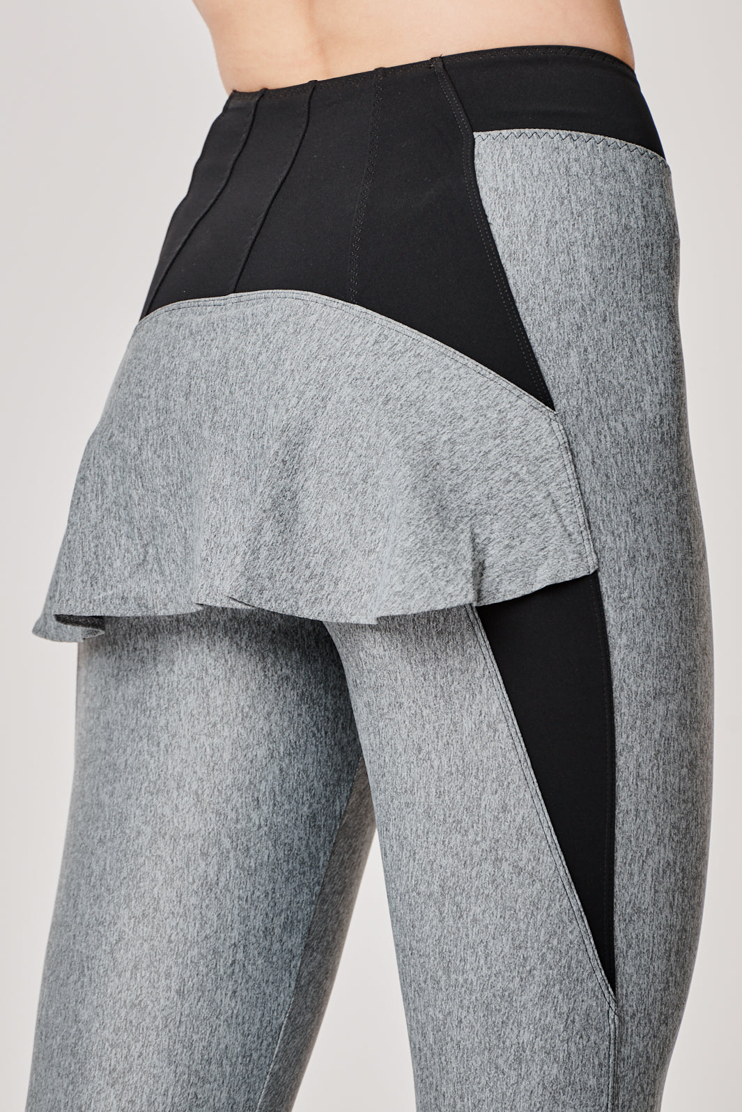 Women's grey skirted leggings high waist w/ black fabric